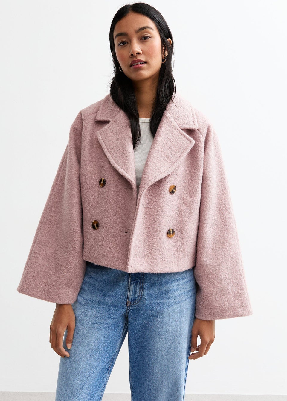 Gini London Blush Double Breast Crop Blazer