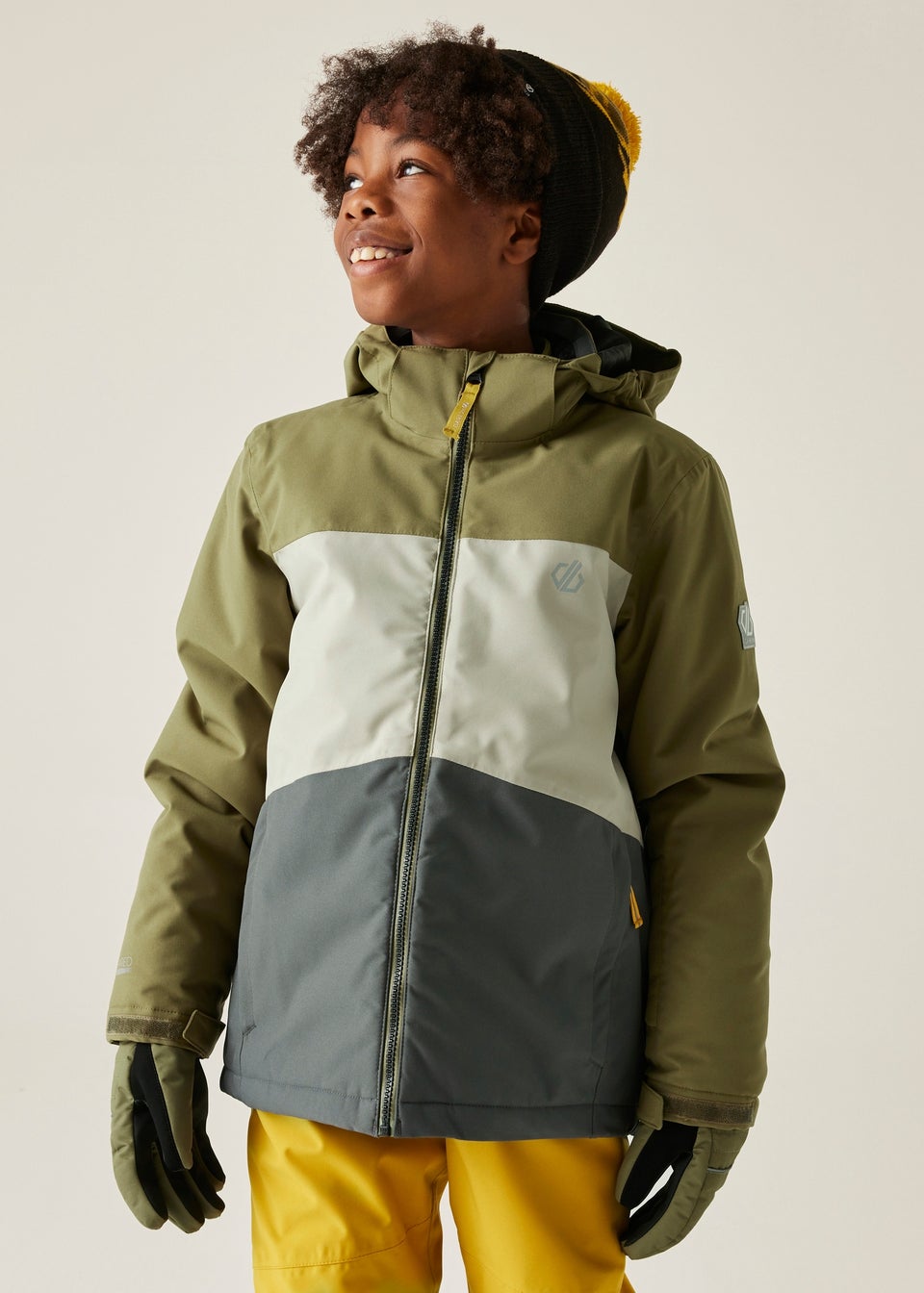 Dare2B Grey Green Kids' Send It! Jacket Waterproof Insulated Jacket (3-16yrs)