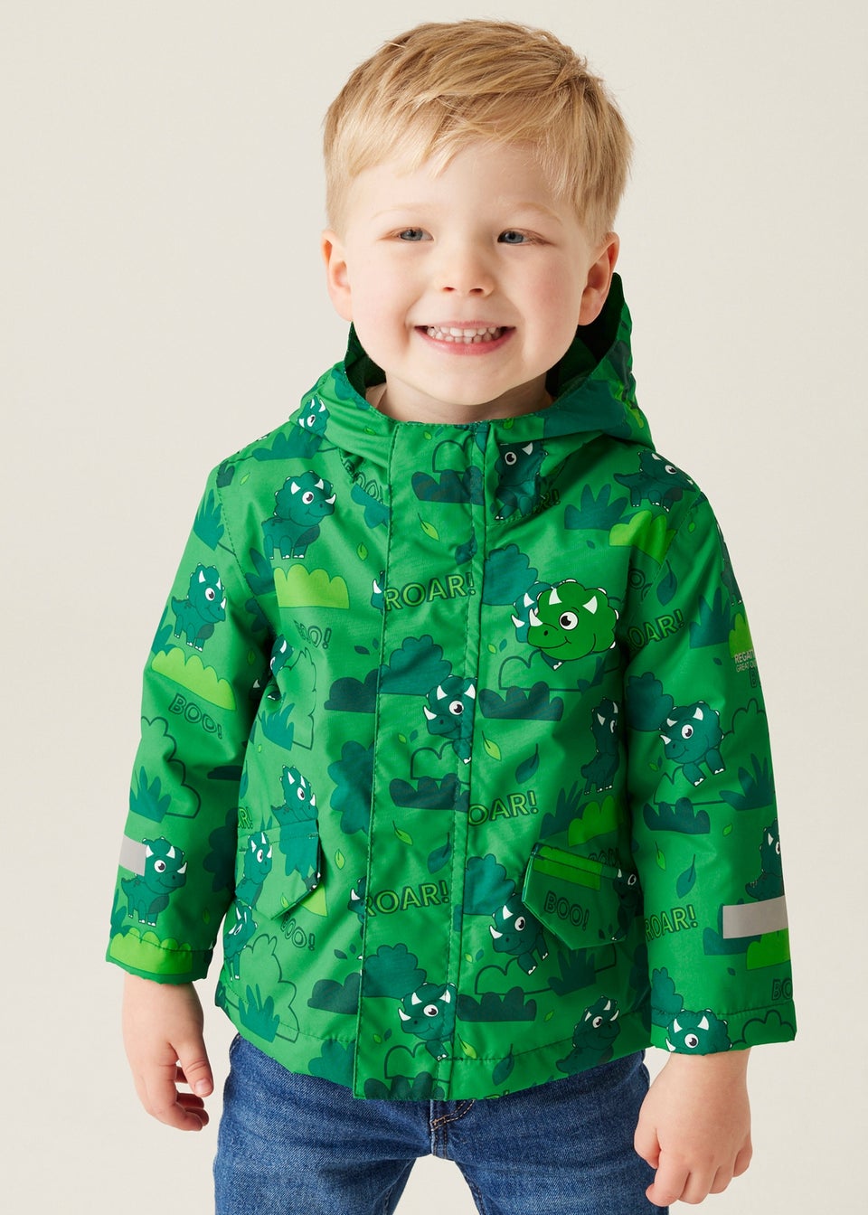 Regatta Dark Green Kids' Animal Rainy Day Waterproof Insulated Jacket (6-72 months)