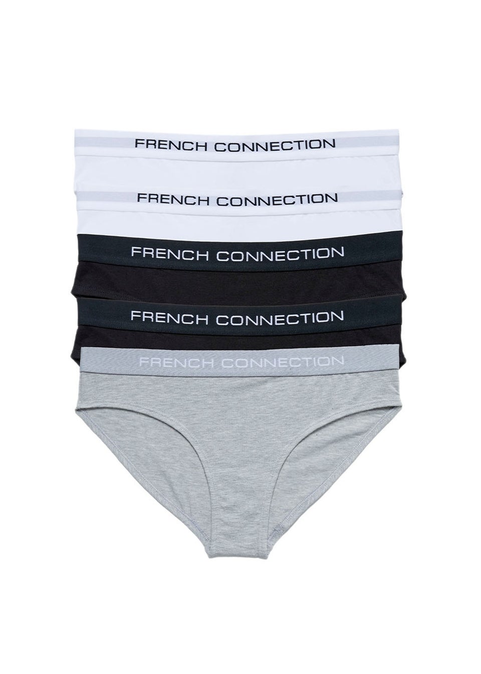 French Connection White Cotton Ladies Briefs 5 Pack