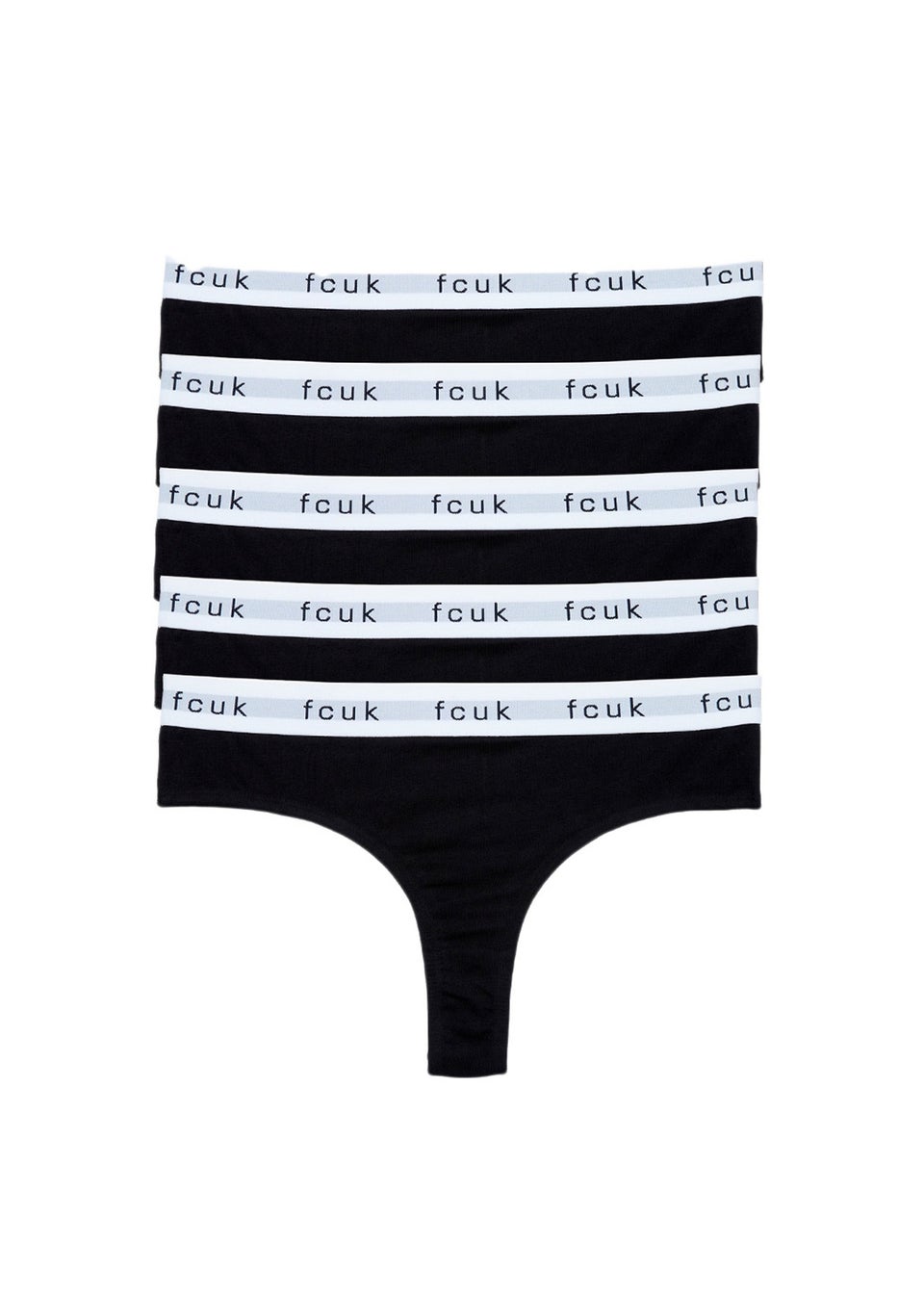 French Connection Black Cotton Ladies Thongs 5 Pack