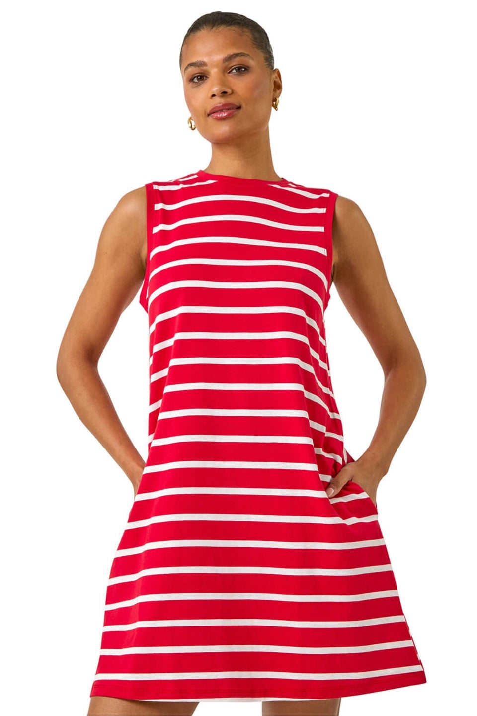 Roman Red Stripe Jersey A-Line Dress