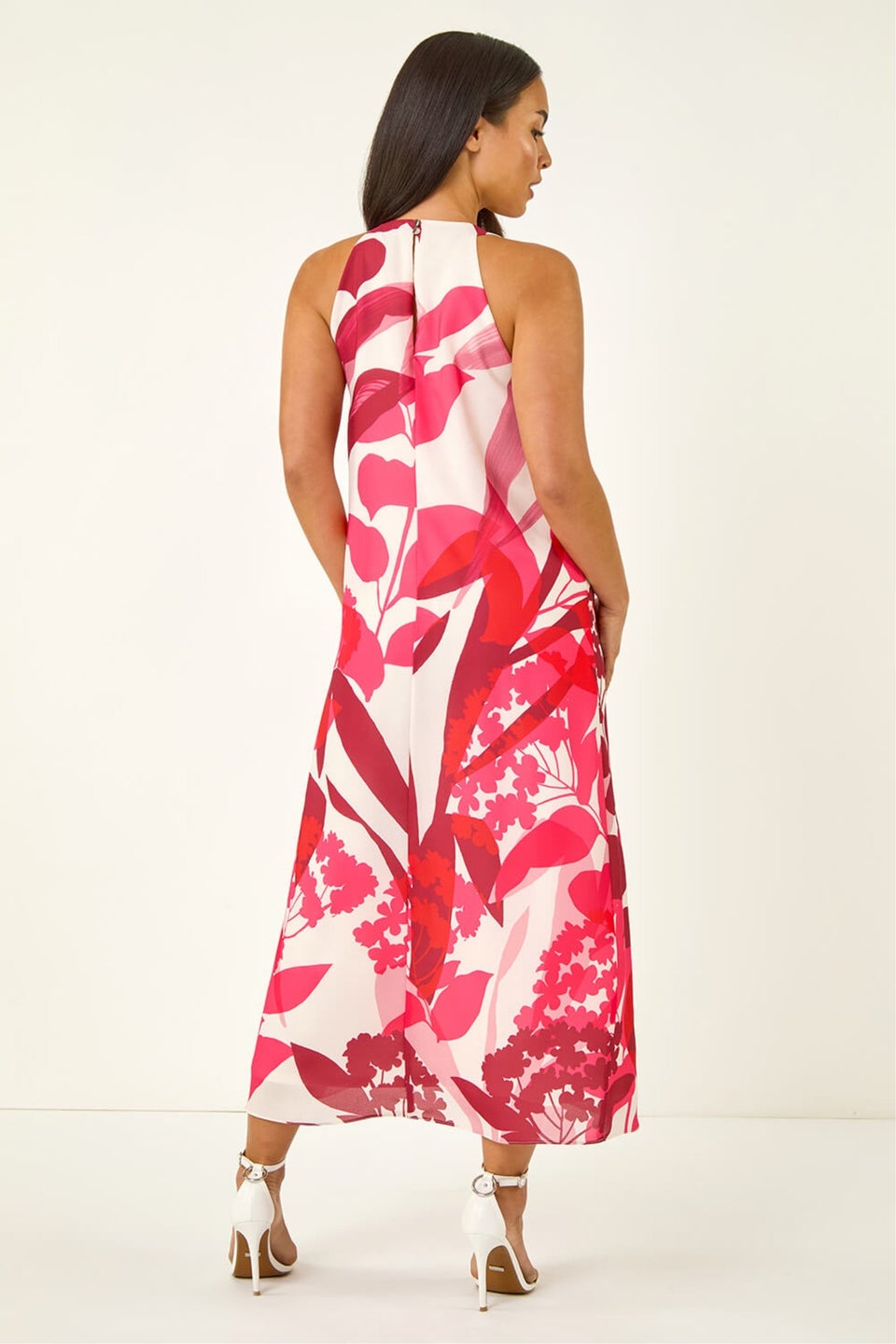 Roman Red Petite Floral Halter Neck Shift Dress