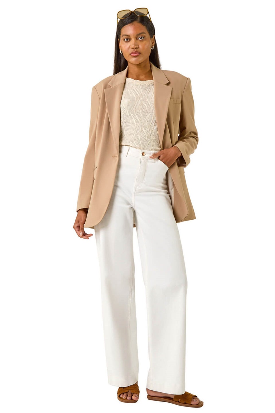 Roman Camel Single Breasted Smart Blazer