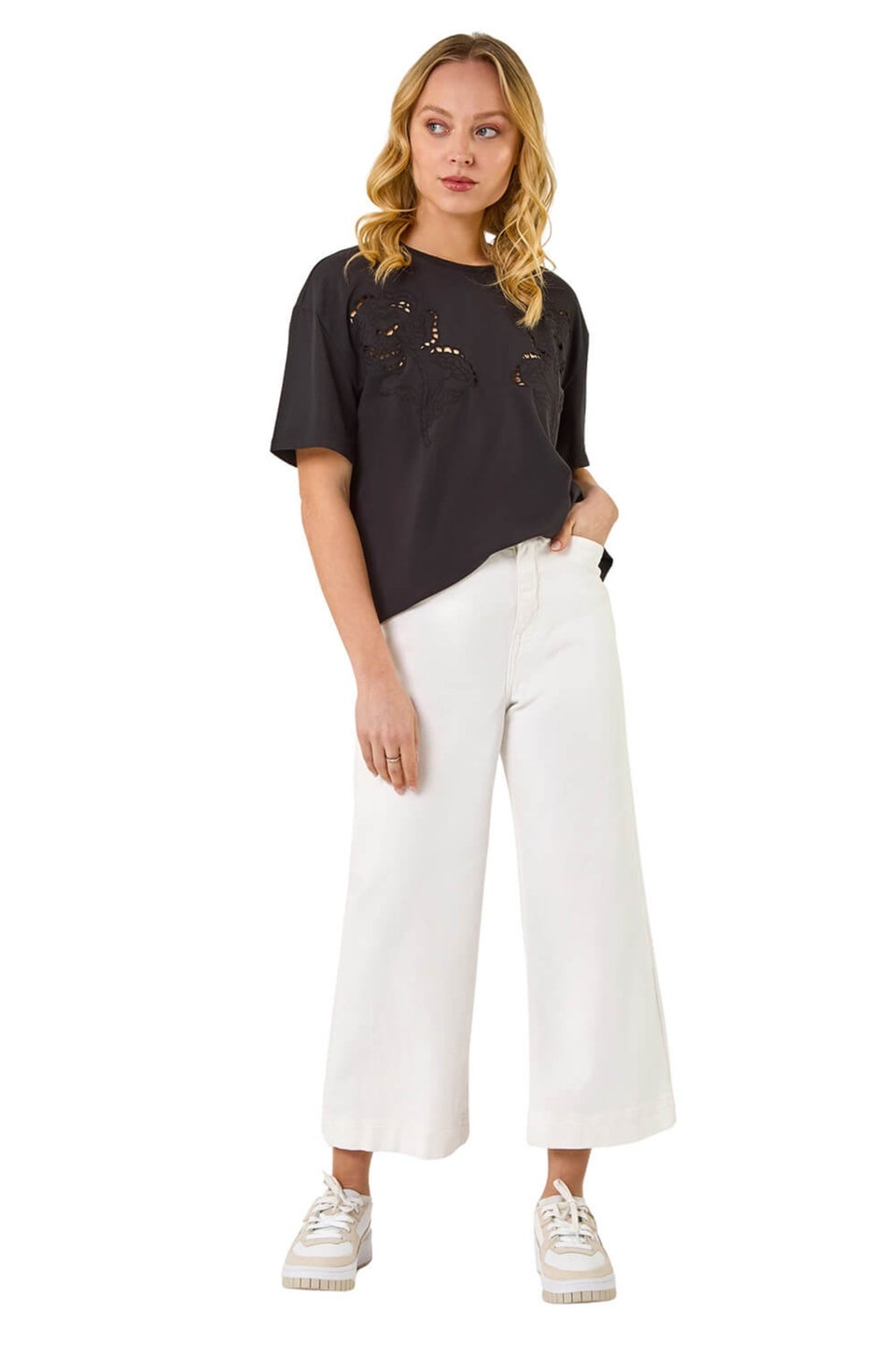 Dusk Black Floral Cut Out T-Shirt