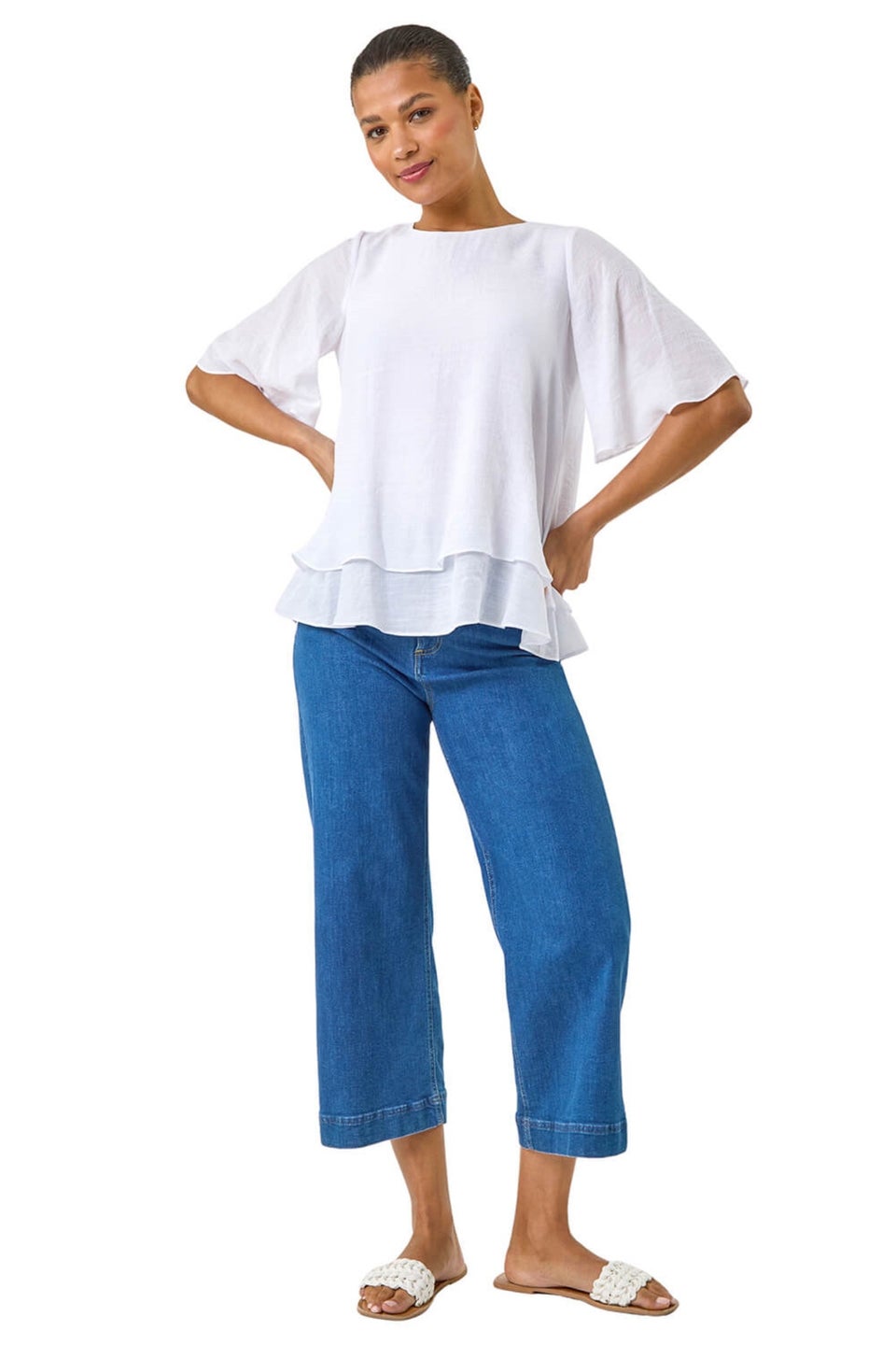 Roman Ivory Double Layered Tunic Top