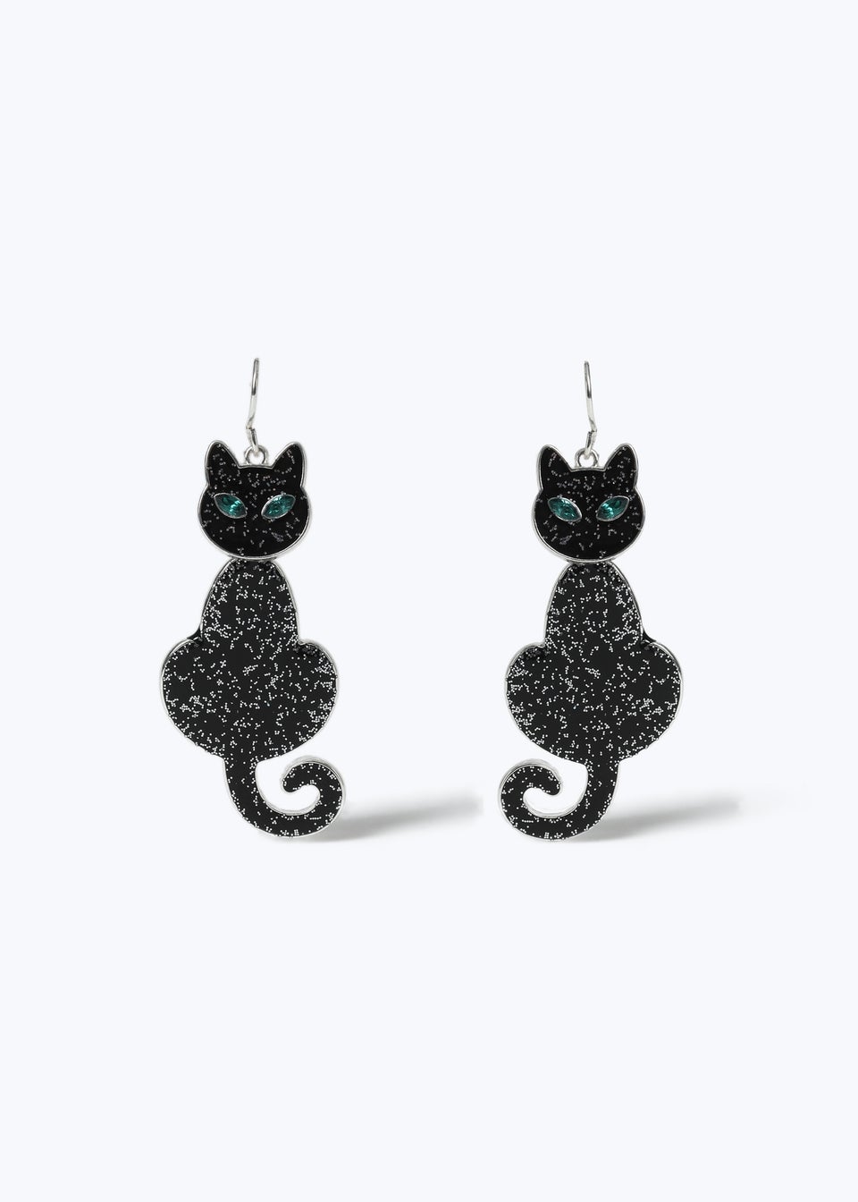 Muse Black Glitter Cat Earrings