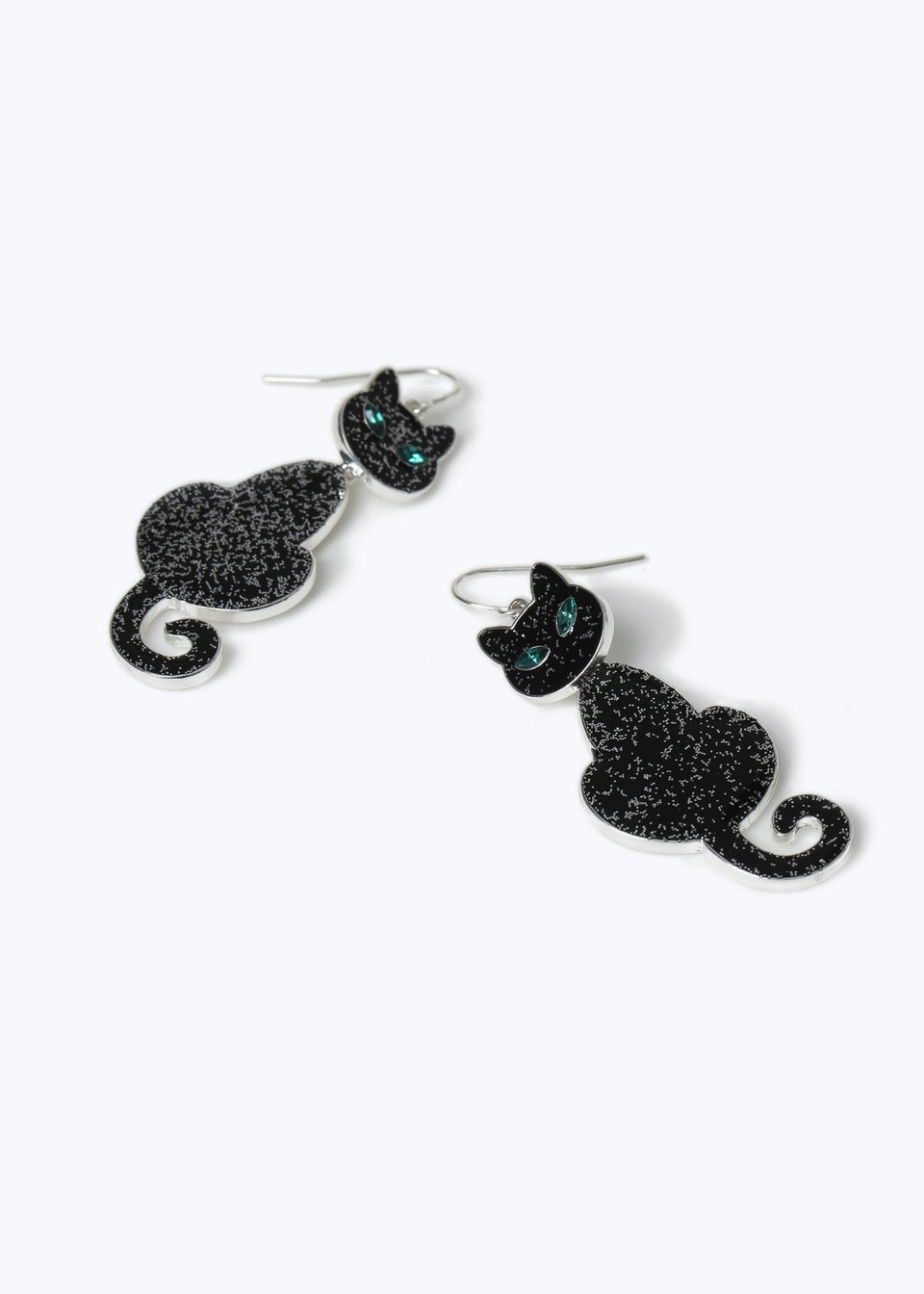 Muse Black Glitter Cat Earrings
