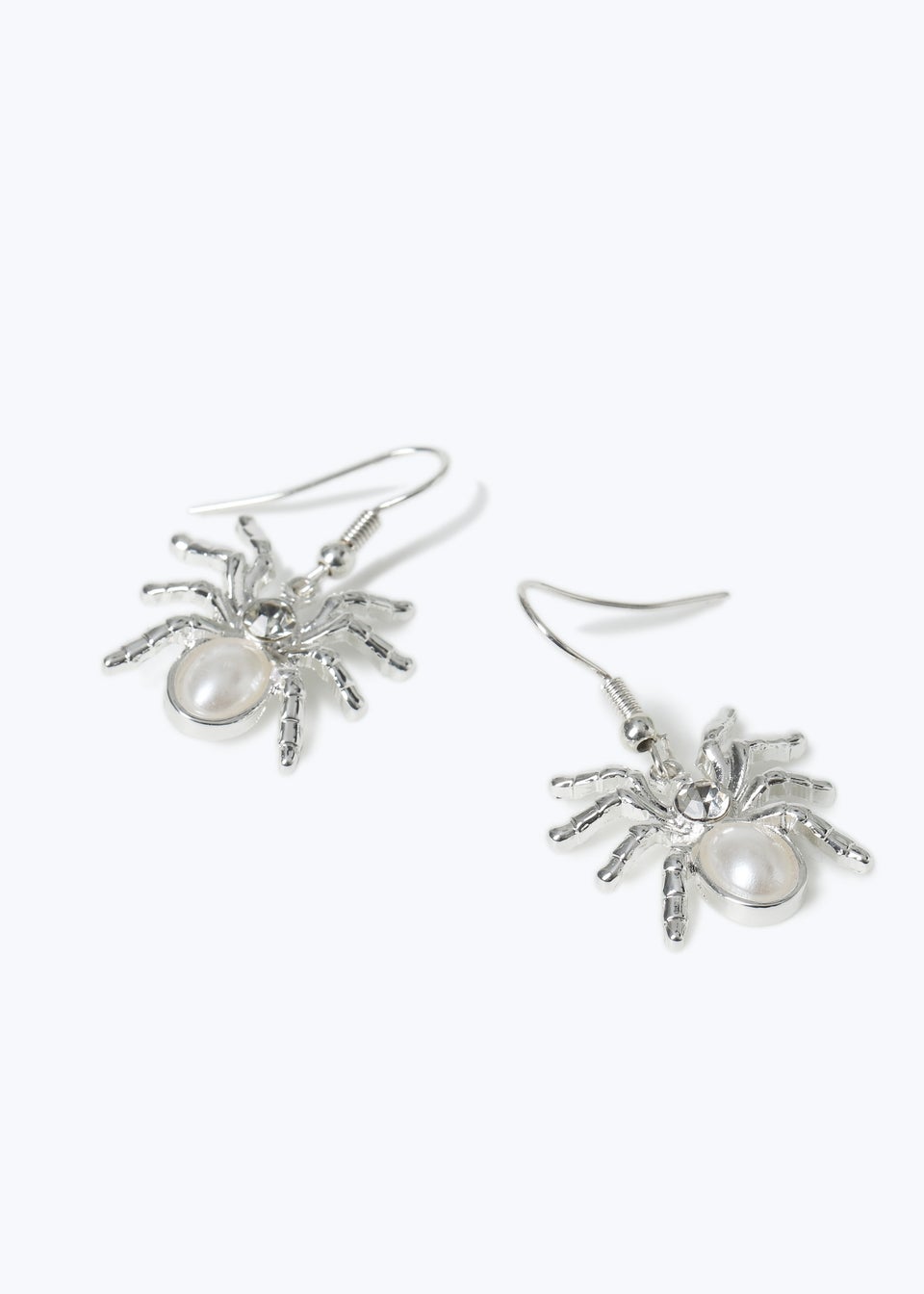 Muse Halloween Silver Spider Drop Earrings