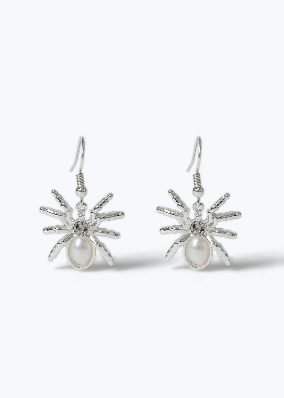 Muse Halloween Silver Spider Drop Earrings