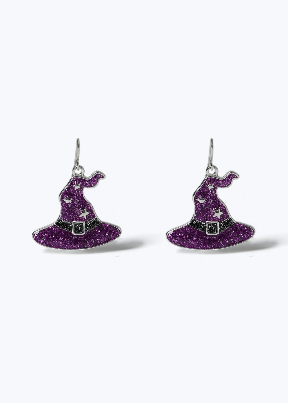 Muse Purple Halloween Glitter Witch Hat Drop Earring