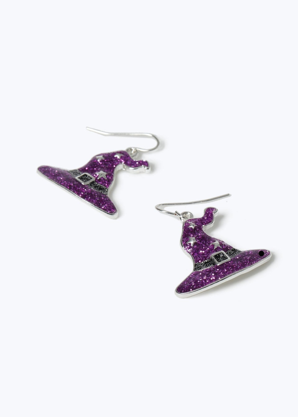 Muse Purple Halloween Glitter Witch Hat Drop Earring