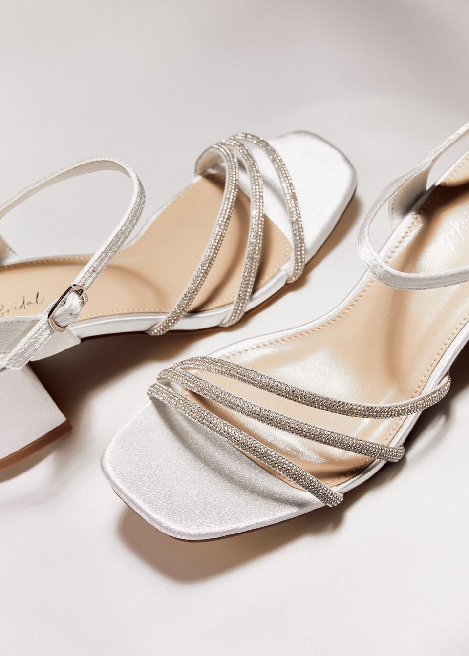 Linzi Mariah Wide Fit Ivory Satin Open Back Heel