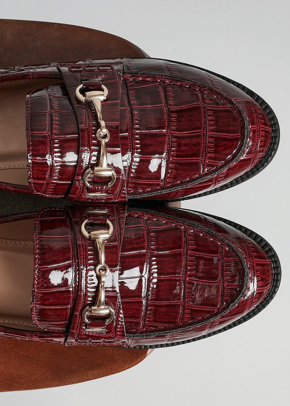 Linzi Maison Burgundy Faux Croc Patent Leather Loafer