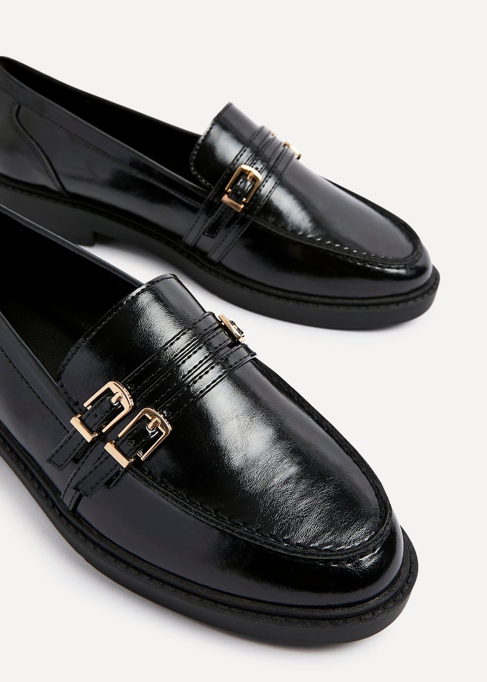 Linzi Portland Black Faux Leather Loafer