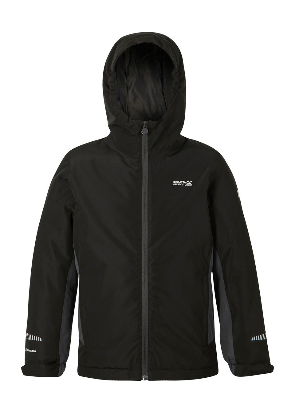 Regatta Black/Grey Kids' Hurdle Reflective Waterproof Insulated Jacket (3-16yrs)