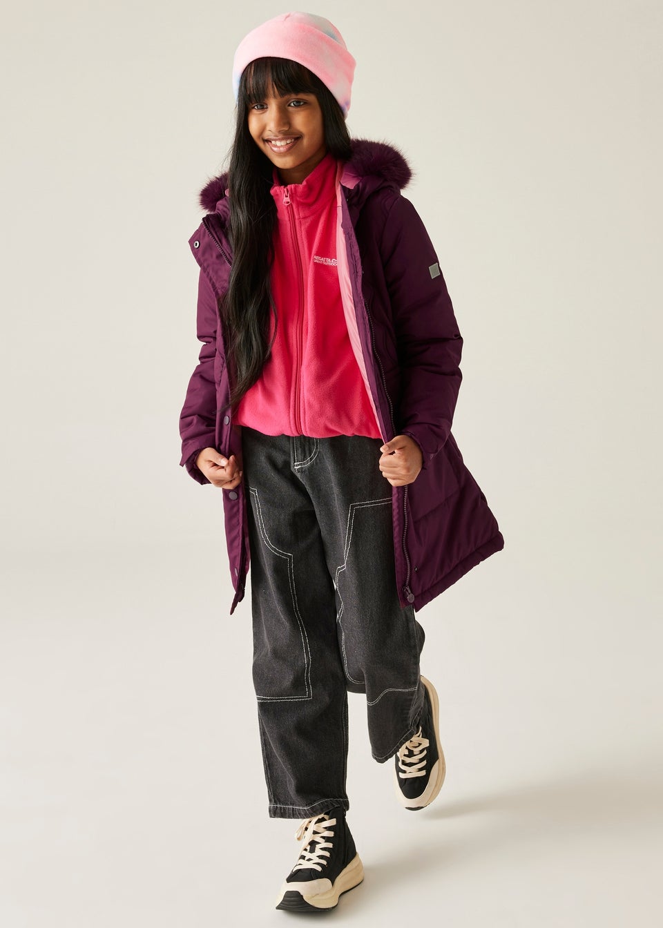 Regatta Aubergine Kids' Fabrizia II Reflective Jacket (3-16yrs)