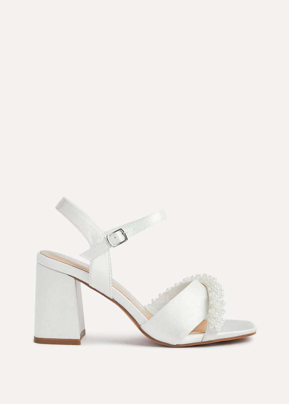 Linzi Iris Ivory Satin Block Heel