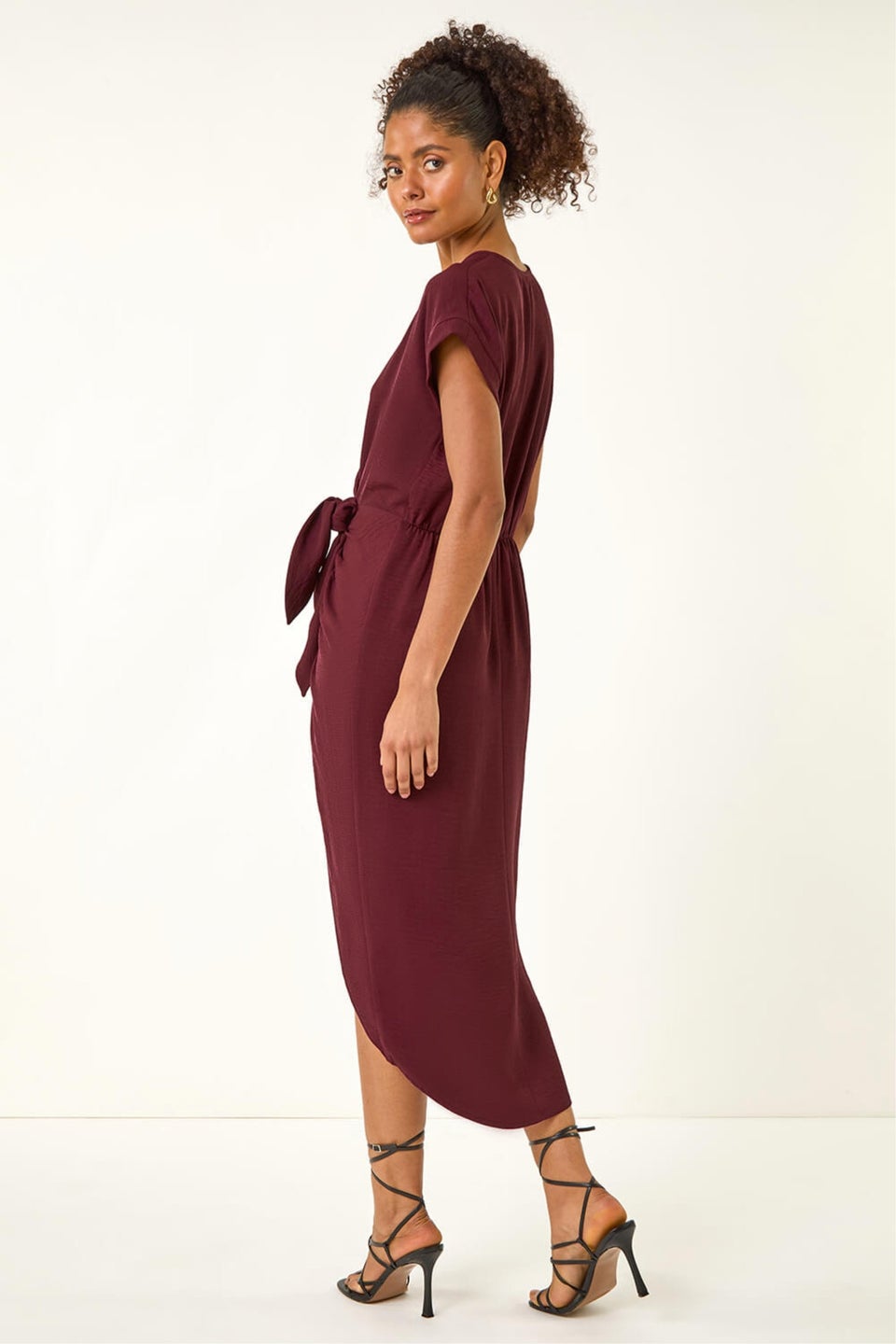 Dusk Burgundy Wrap Tie Detail Dress