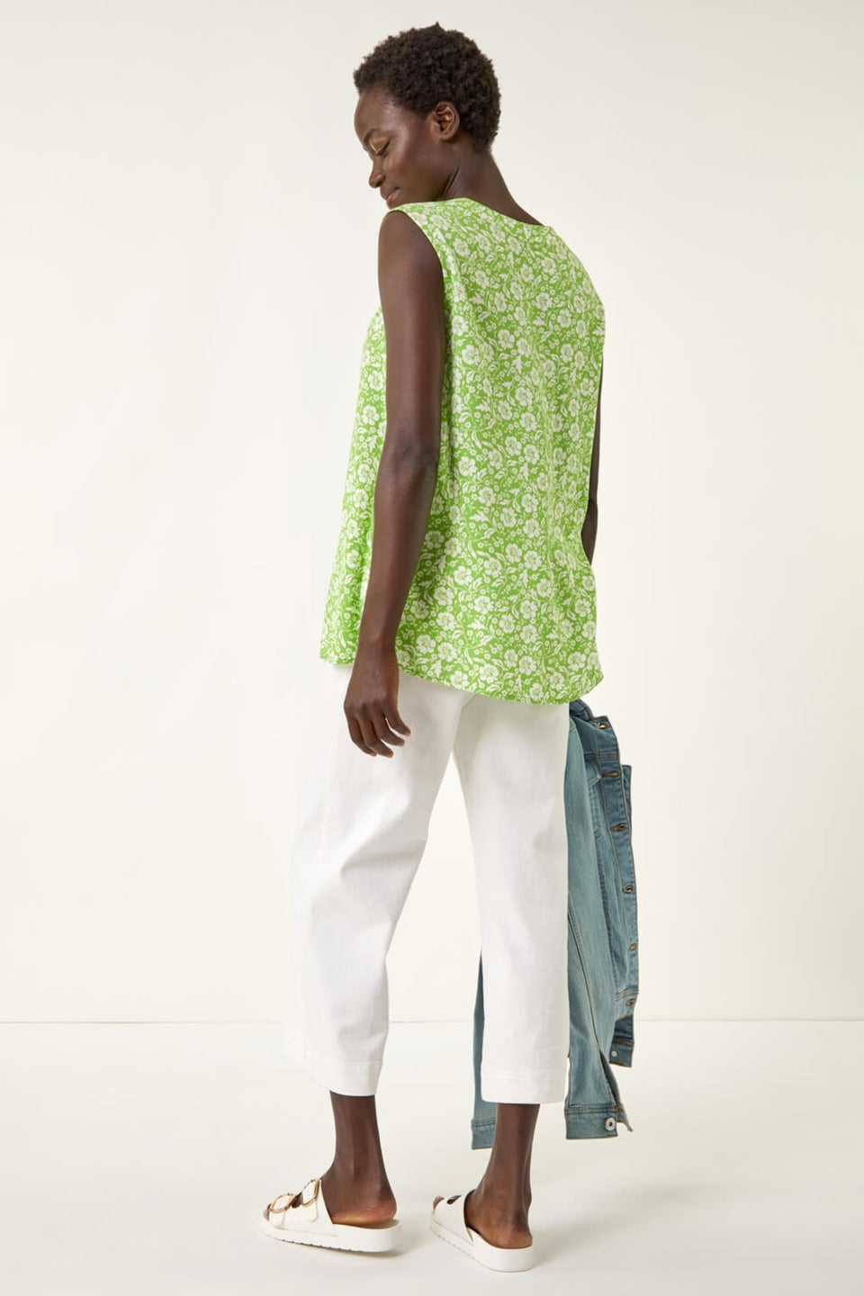 Roman Green Floral V-Neck Vest Top