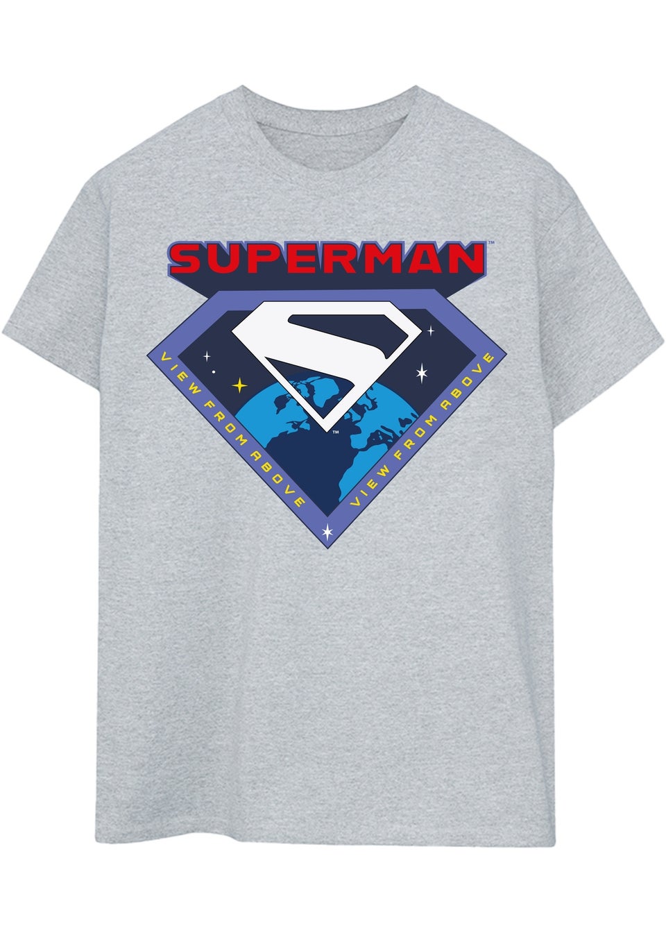 DC Comics Superman View From Above Men's Grey Graphic T-Shirt