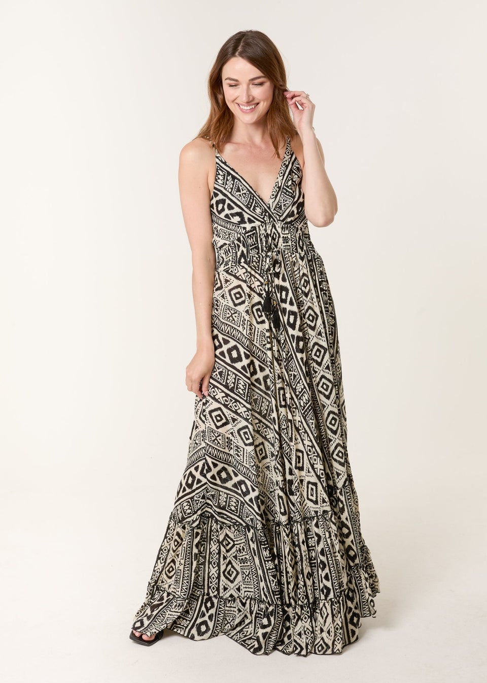 Blue Vanilla Black Cami Frill Hem Maxi Dress