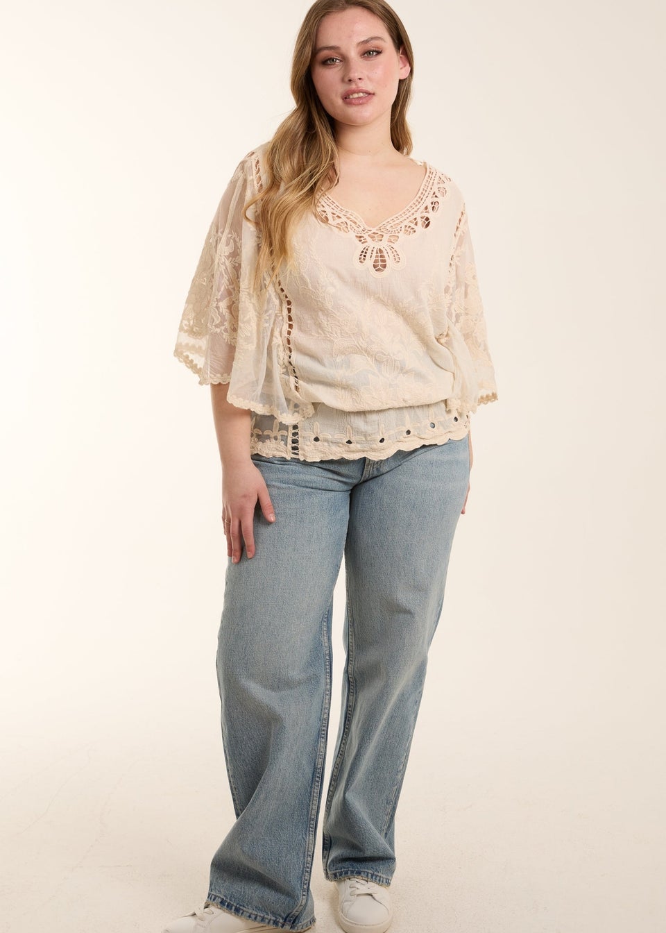 Blue Vanilla Stone Butterfly Print Blouse