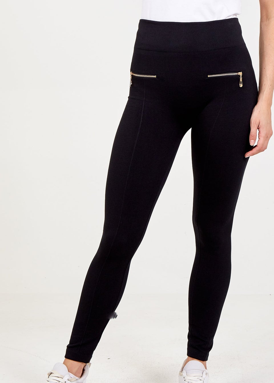 Blue Vanilla Black Black Slim Fit Trousers With Zips