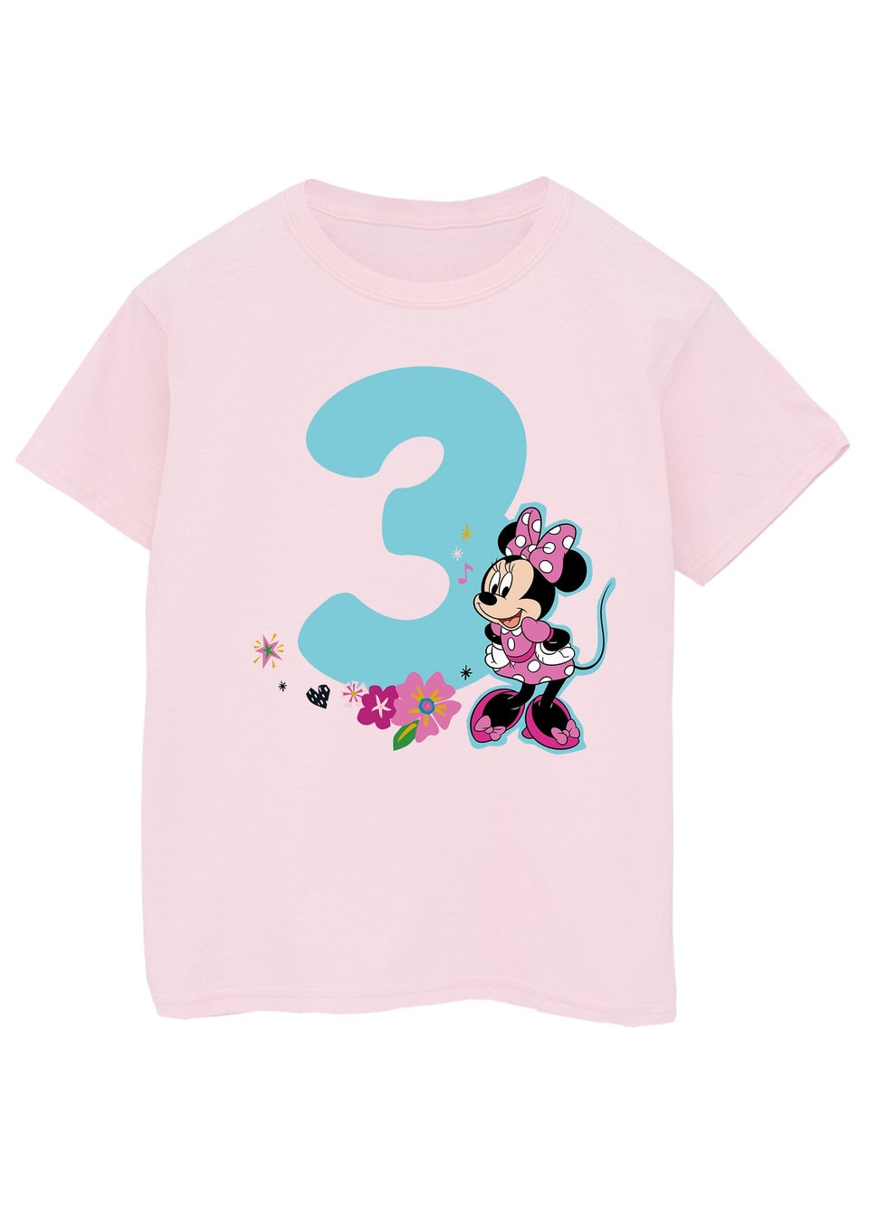 Disney Minnie Mouse 3rd Birthday Girls Pink Graphic T-Shirt (3-6 Years)