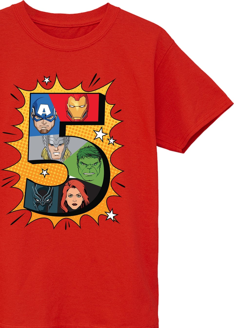 Marvel Characters 5th Birthday Boys Red Graphic T-Shirt (5-8 Years)