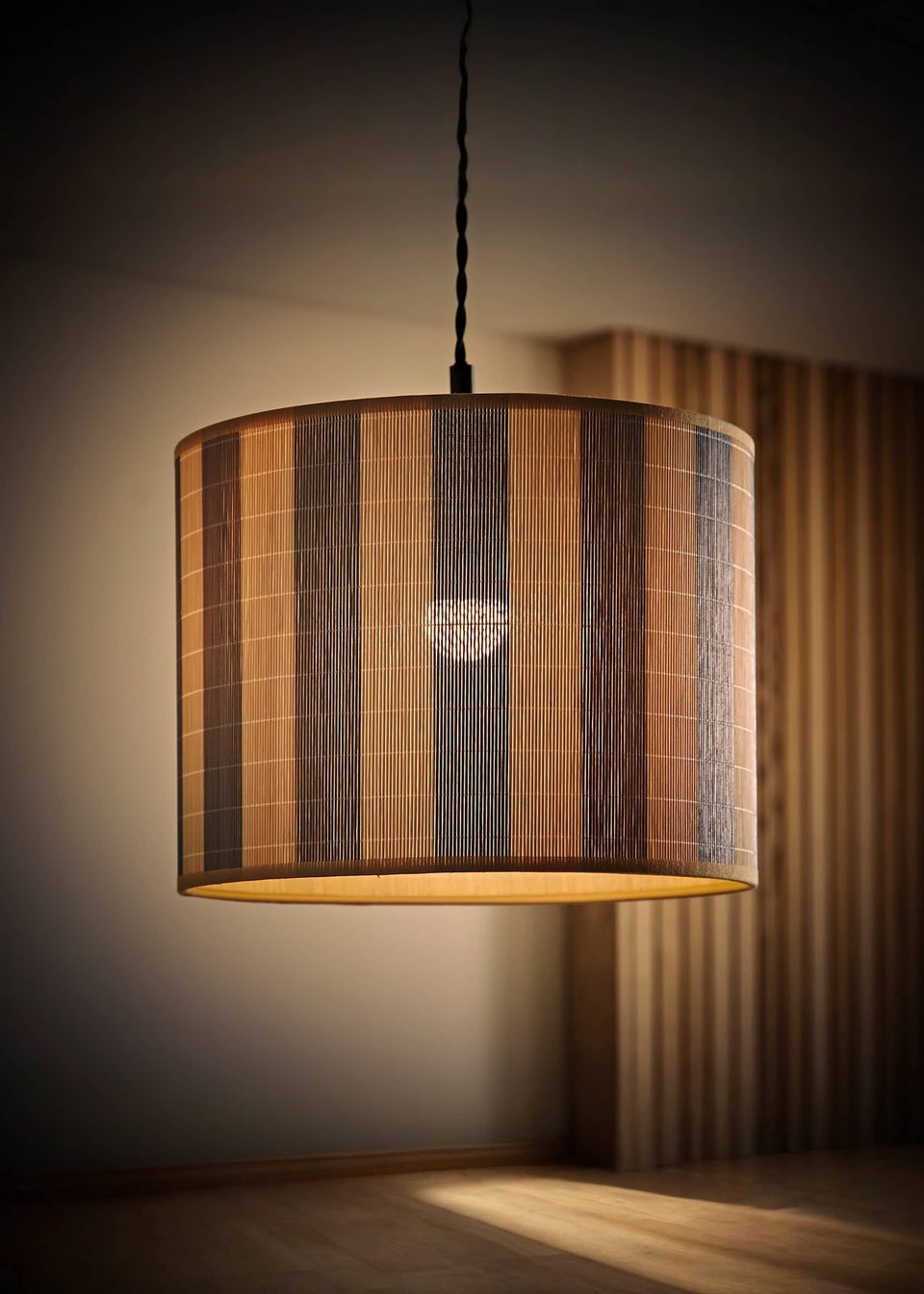 ValueLights Lori Blue Stripe Bamboo Easy Fit Lampshade