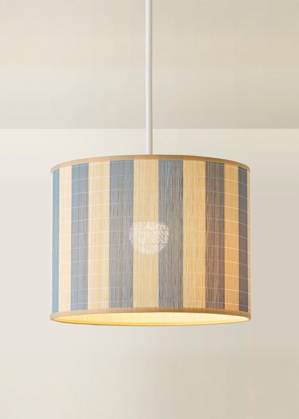ValueLights Lori Blue Stripe Bamboo Easy Fit Lampshade