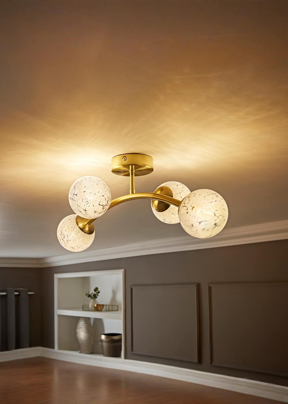 ValueLights Jas Ceiling Light with Confetti Glass Lampshades