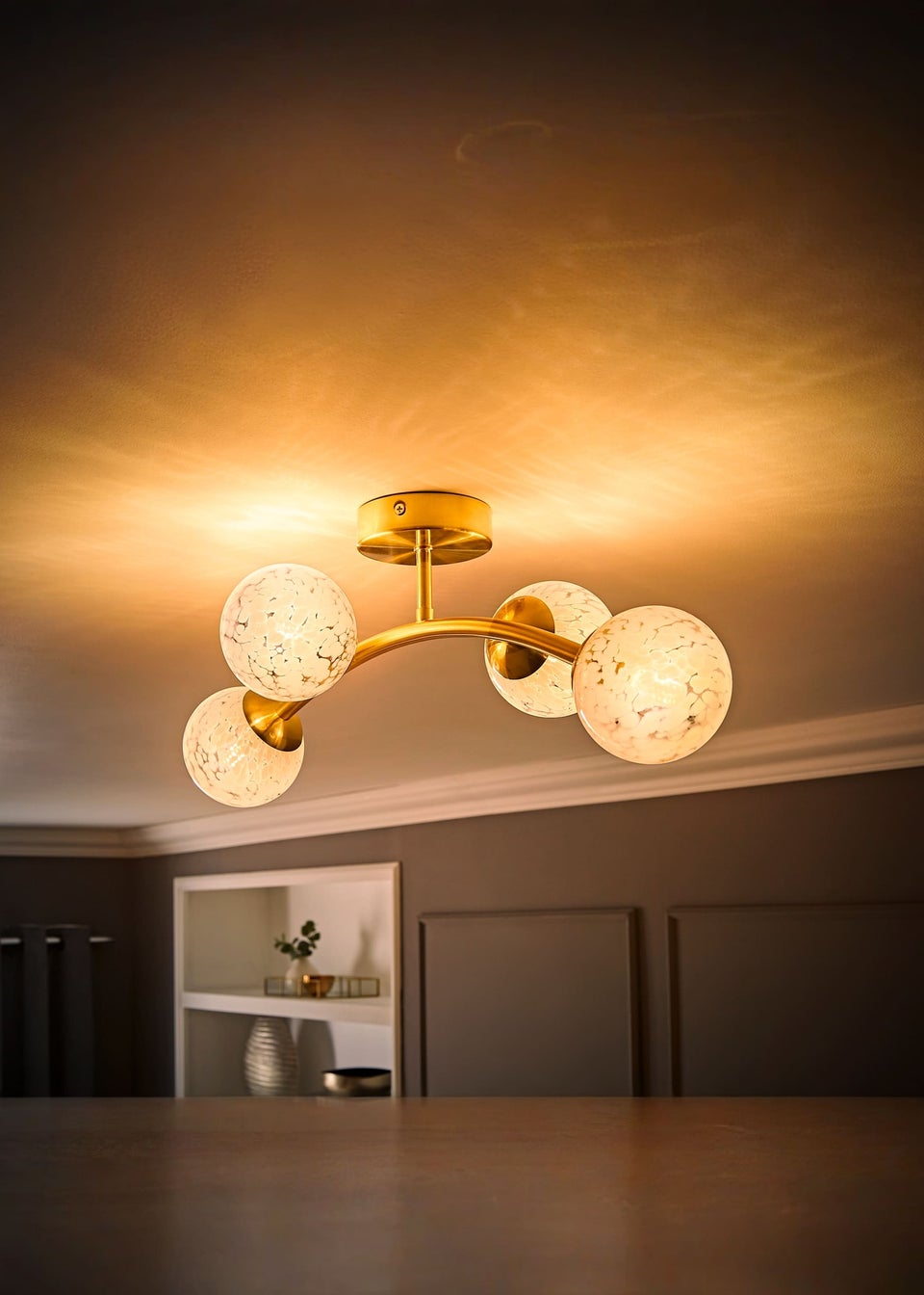 ValueLights Jas Ceiling Light with Confetti Glass Lampshades