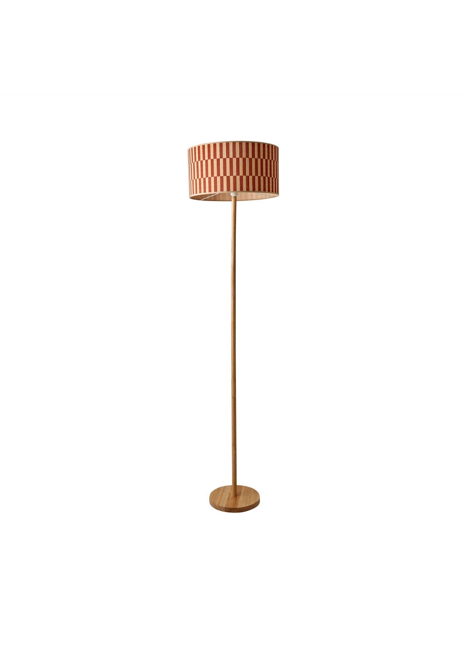 ValueLights Heather Light Wood Floor Lamp with Orange Bamboo Lampshade