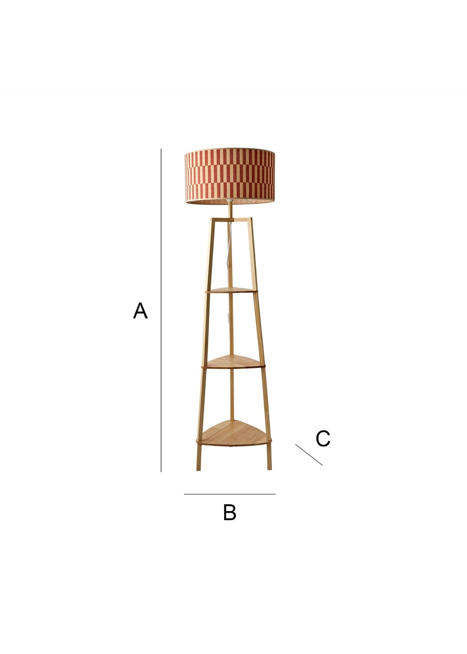 ValueLights Hiru Natural Floor Lamp with Orange Bamboo Lampshade