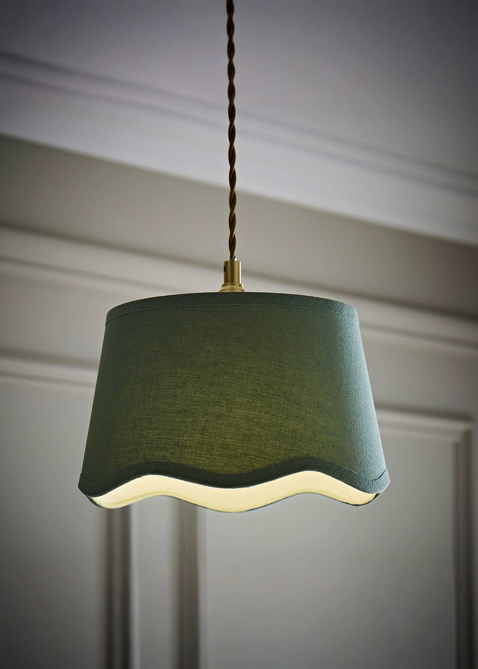 ValueLights Mabel Small Scalloped Sage Green Easy Fit Lampshade