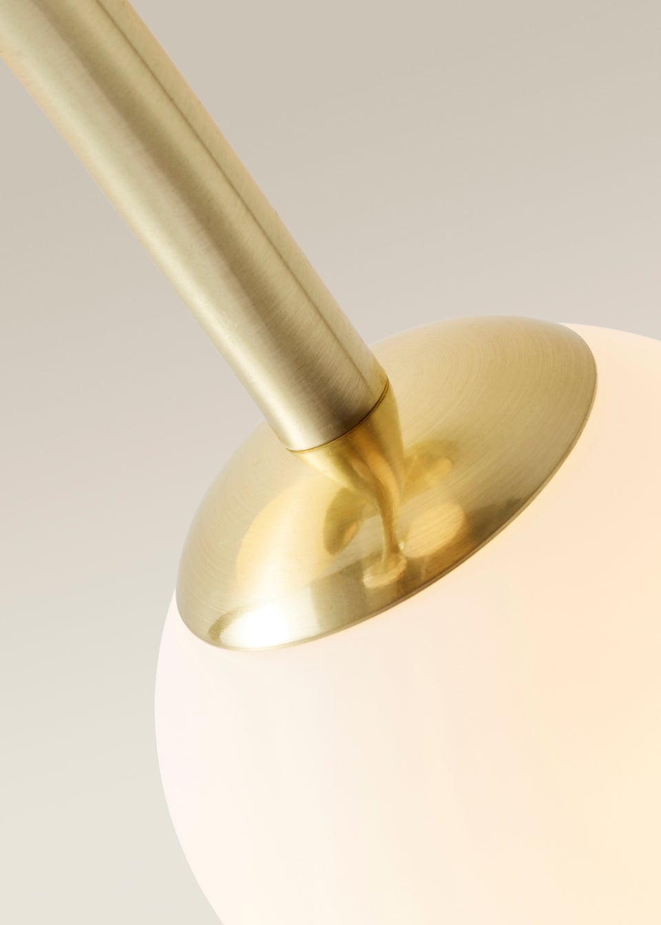 ValueLights Jas  Gold Semi-Flush Light with White Globe Shade (20cm x 22cm x 48cm)