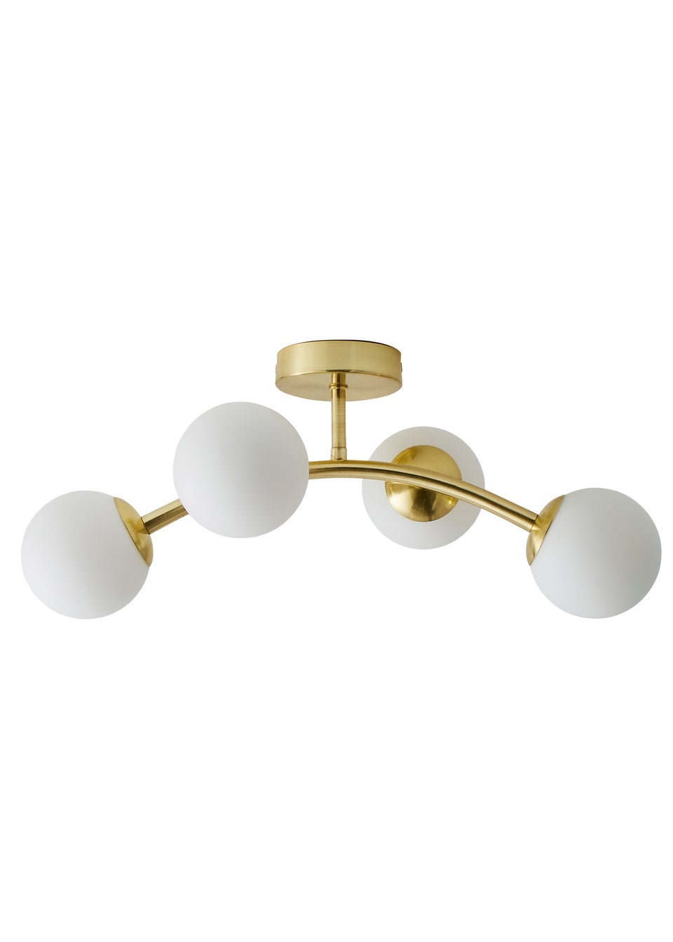 ValueLights Jas  Gold Semi-Flush Light with White Globe Shade (20cm x 22cm x 48cm)