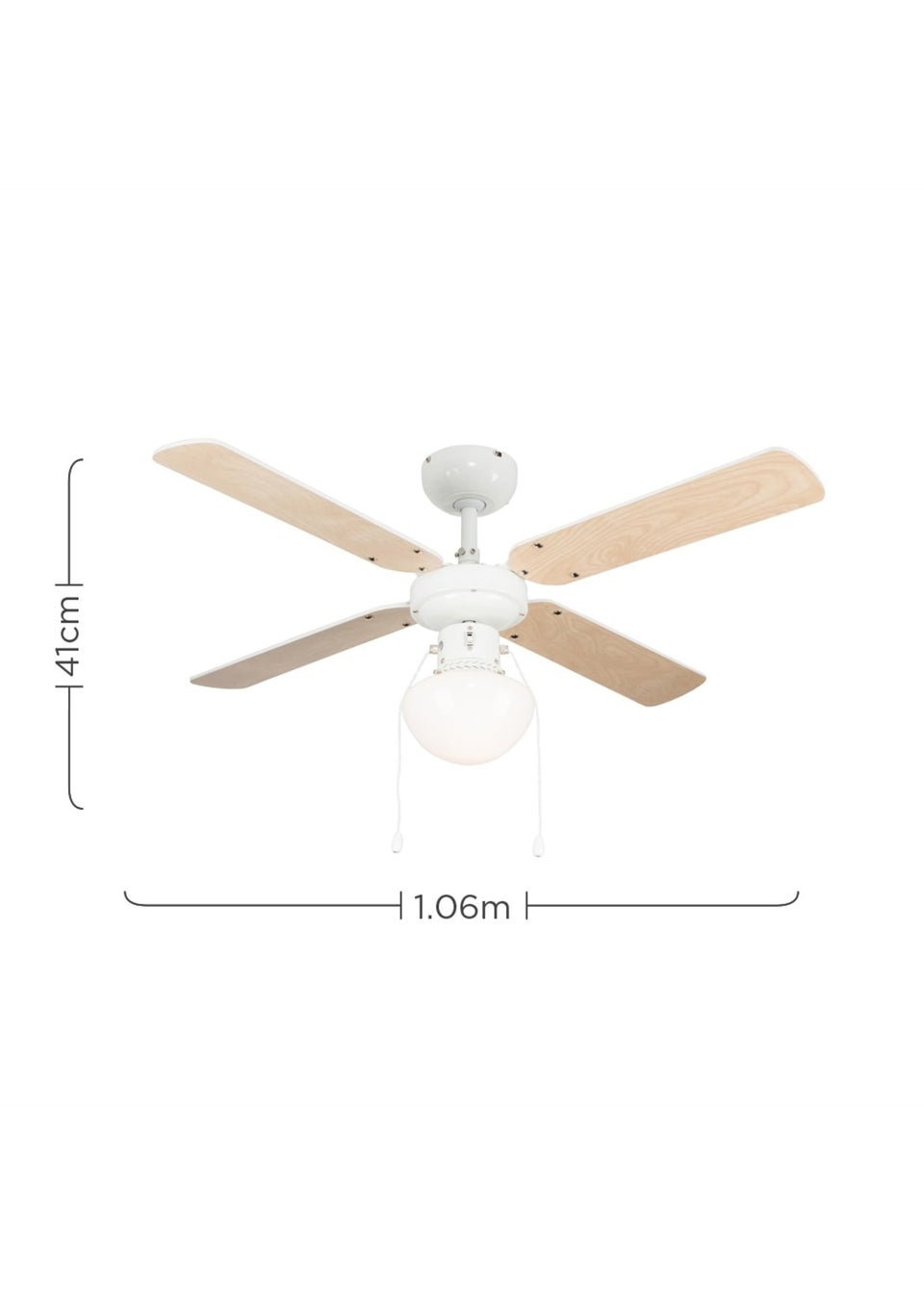 ValueLights 42 Inch Ceiling Fan Light with Reversible Wood Blades