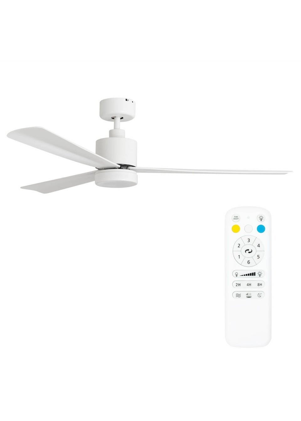 ValueLights 52 Inch White Ceiling Fan with Remote Control Integrated LED