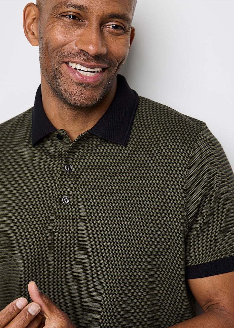 Cotton Traders Deep Fern Signature Short Sleeve Jacquard Polo Shirt