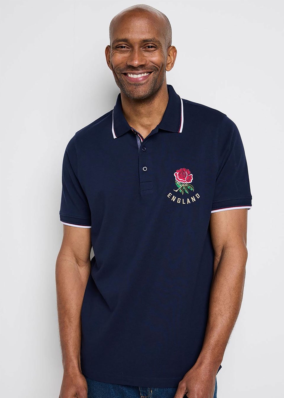 Cotton Traders Navy England Classic Short Sleeve Polo Shirt