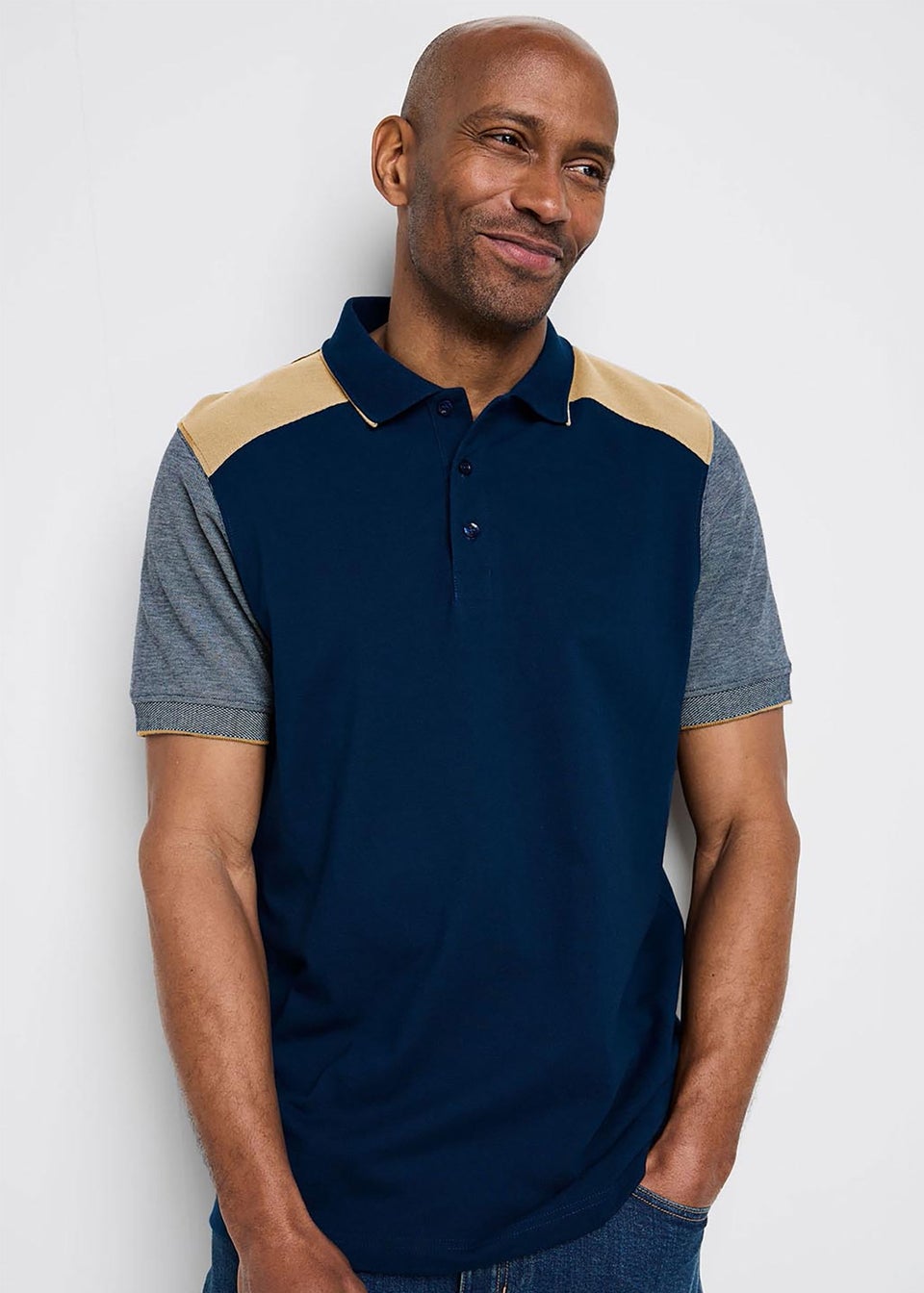 Cotton Traders Ink Signature Short Sleeve Panelled Polo Shirt