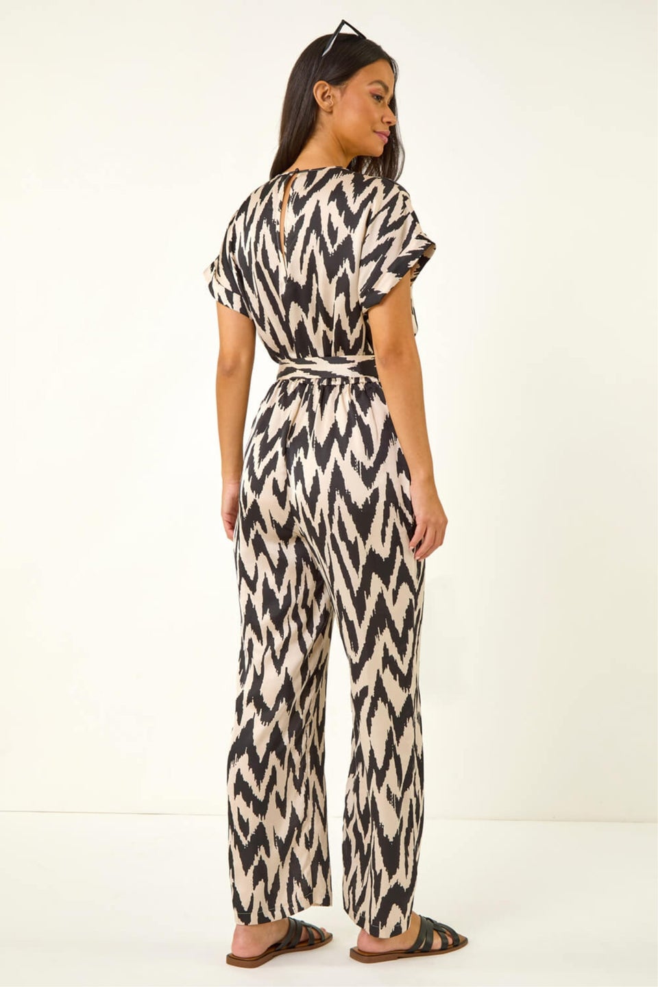 Dusk Black Zig Zag Wrap Front Jumpsuit