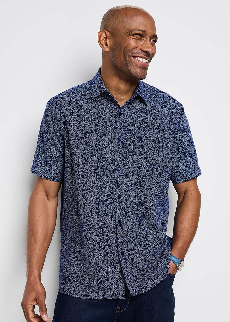 Cotton Traders Ink Signature Short Sleeve Soft Touch Leaf Print Shirt