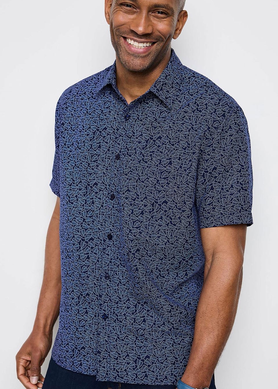 Cotton Traders Ink Signature Short Sleeve Soft Touch Leaf Print Shirt