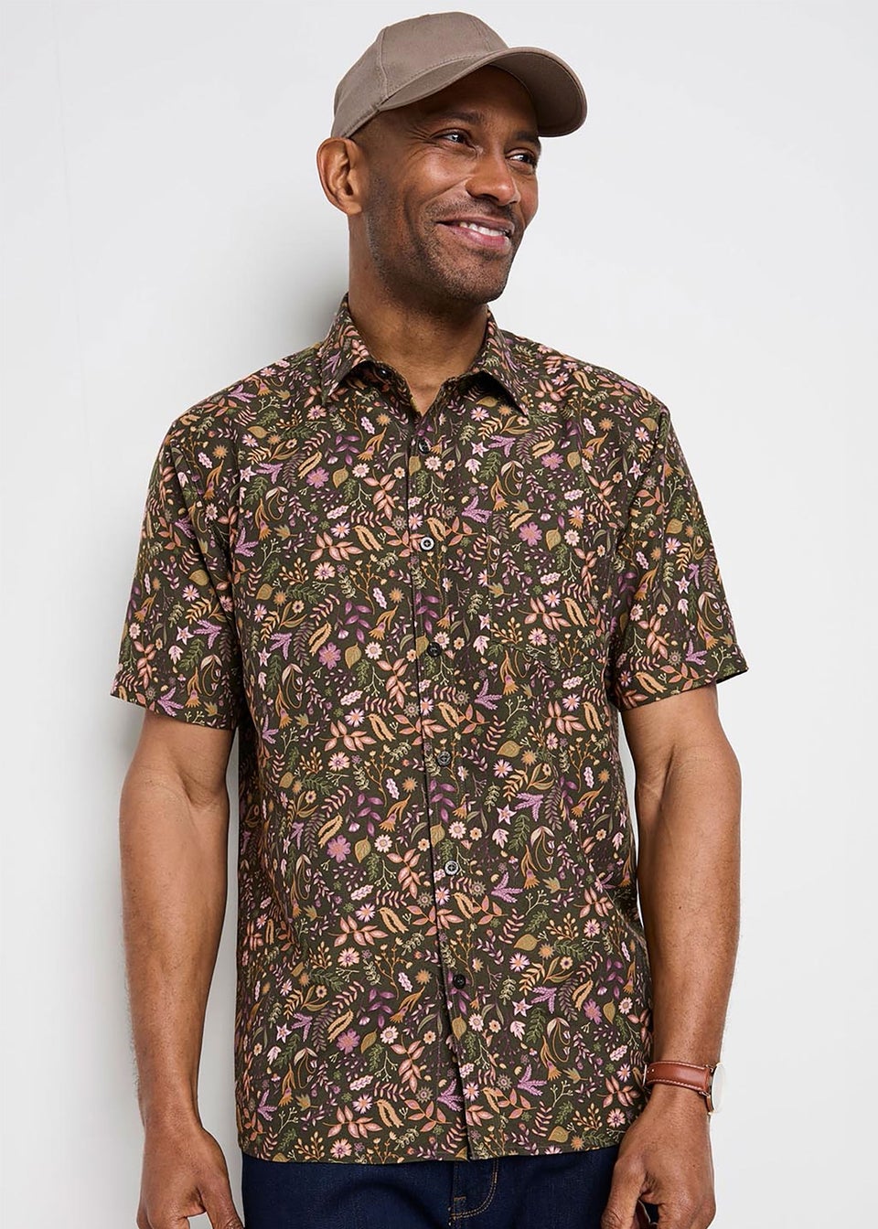 Cotton Traders Deep Fern Signature Short Sleeve Soft Touch Floral Print Shirt
