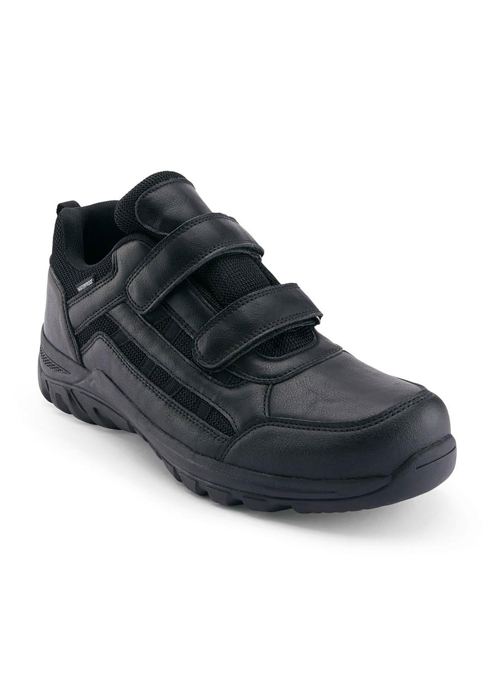Cotton Traders Black Waterproof Adjustable Walking Shoes