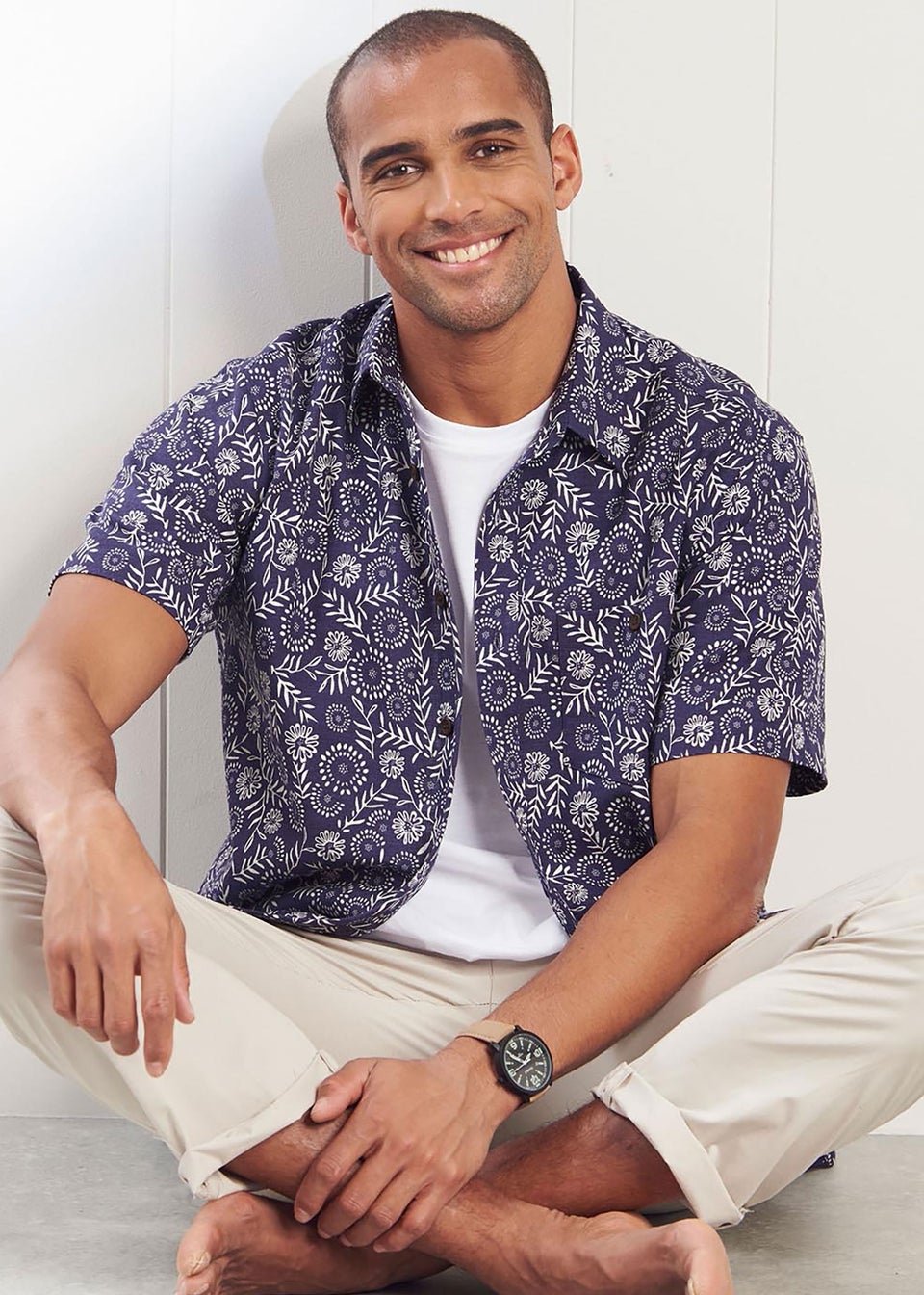 Cotton Traders Night Sky Short Sleeve Casual Cotton Print Shirt
